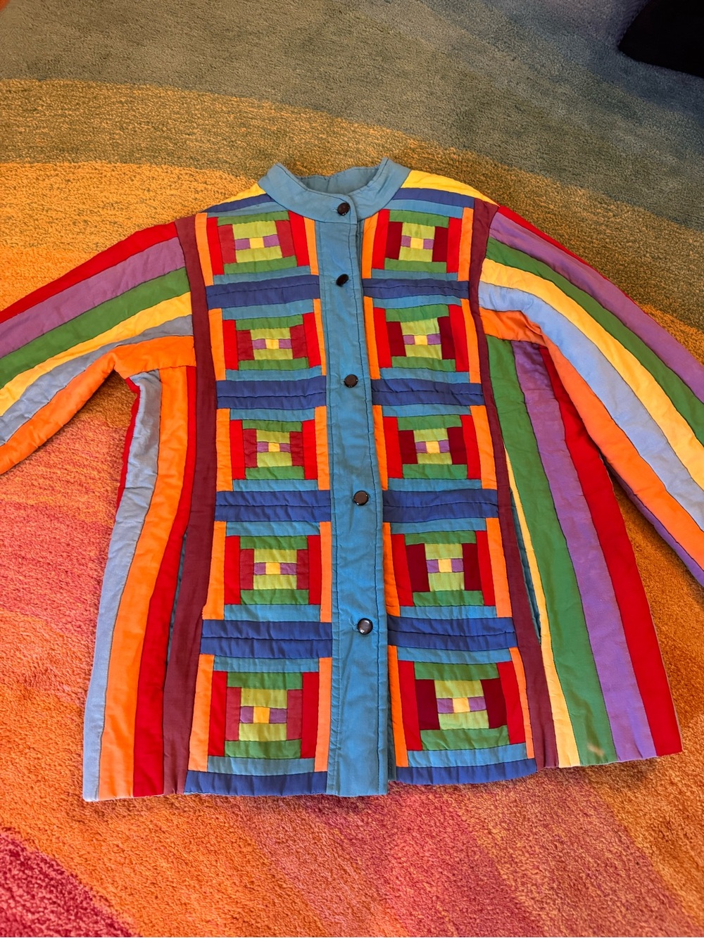 Amazing rainbow quilted jacket handmade vintage 🌈 🌈 ✨ - Picture 3 of 16